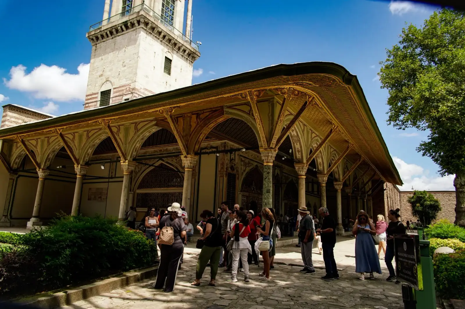 The marble portico and gilded details outside the Imperial Council Hall at Topkapı Palace